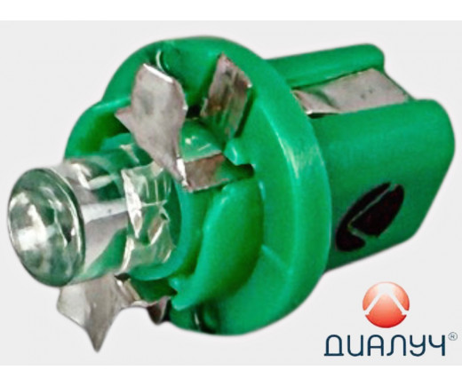 Лампа приборная 12Vх1,2W пластик. патрон B8.5d диод зеленый № 82122 LED 1 C 12V green | ДИАЛУЧ