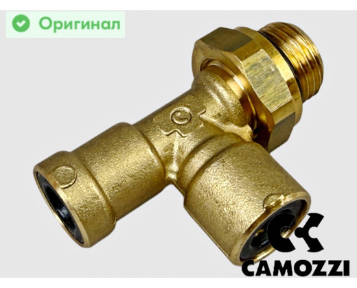 Фитинг латунный тройник вертикальный D=8х8 М16х1,5 ГАЗон NEXT, К..З пневмотормоза цанговый Оригинал № 94228-М16Х1.5 | CAMOZZI
