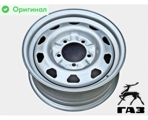 Диск колеса штамп R16х6.5J, PCD 5x139.7, ET40, DIA108,5 - УАЗ Patriot, 3741 (буханка) серебристый Оригинал № ZAP622-3101015 | ГАЗ