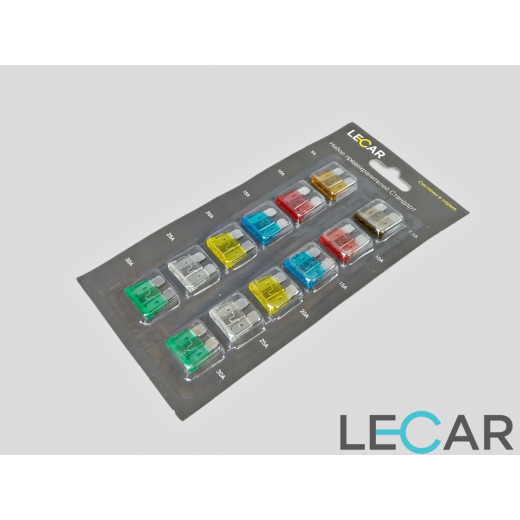 Предохранители плоские LECAR НОРМ (к-т 12 шт : 5А; 7,5А; 10А; 15А; 20А; 25А; 30А) №  LECAR000010503 | Lecar